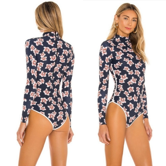 New acacia swimwear ehukai isle piped rashguard fullpiece surfsuit XL orchid nwt - Picture 3 of 16